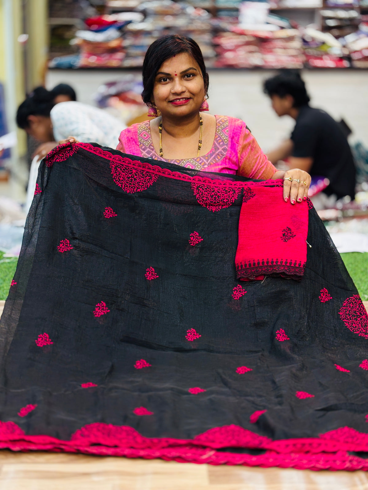 Space Glossy Tissue Sarees