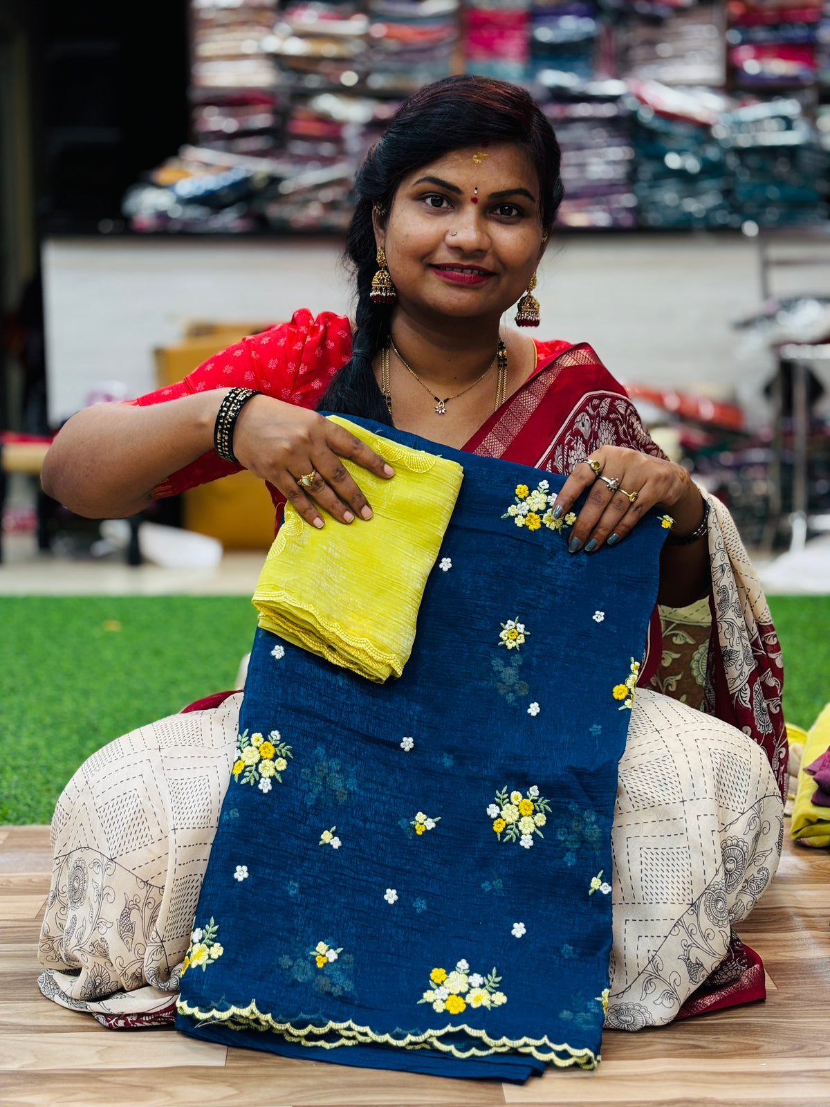 Space cutwork embroidery saree
