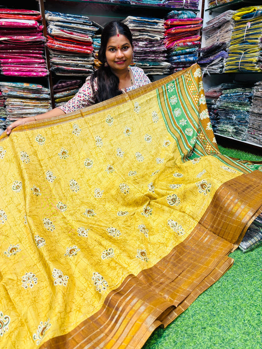 Mashroom silk with zari weaving border