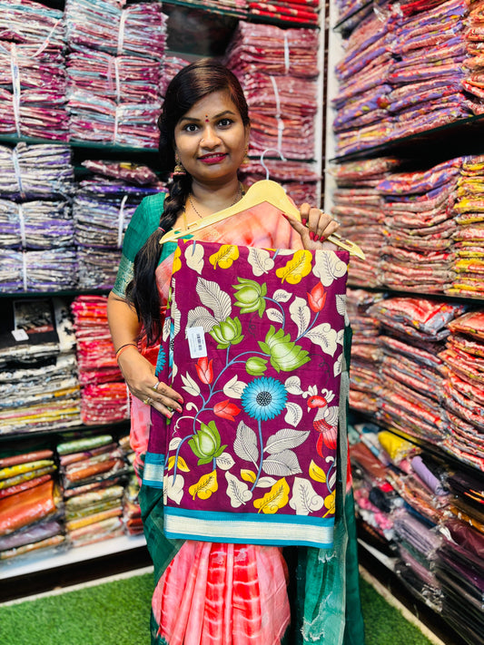 Pen Kalamkari Mangalagiri Sarees