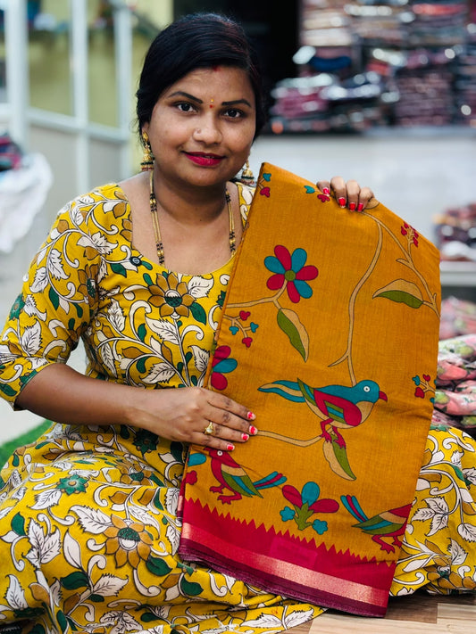 Mangalagiri Kalamkari Maheswari Pattu Saree