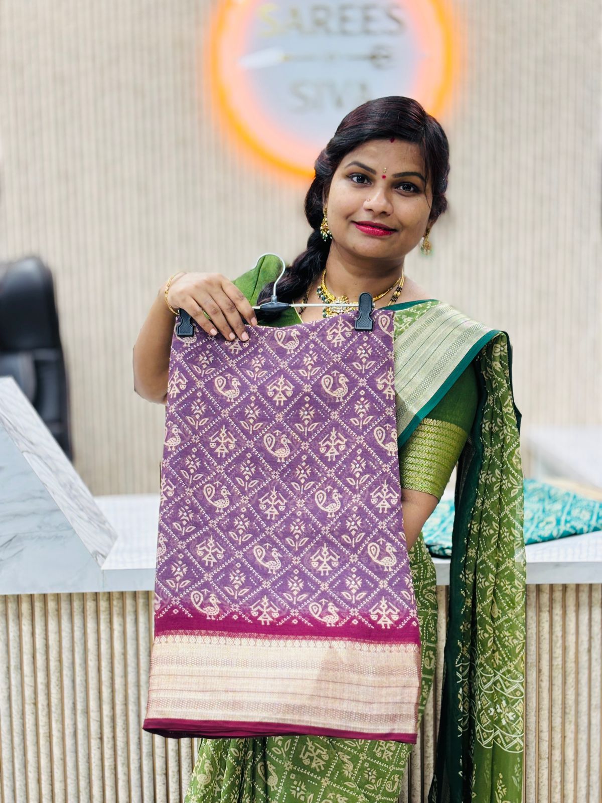 Patola Pochampally Crepe Saree