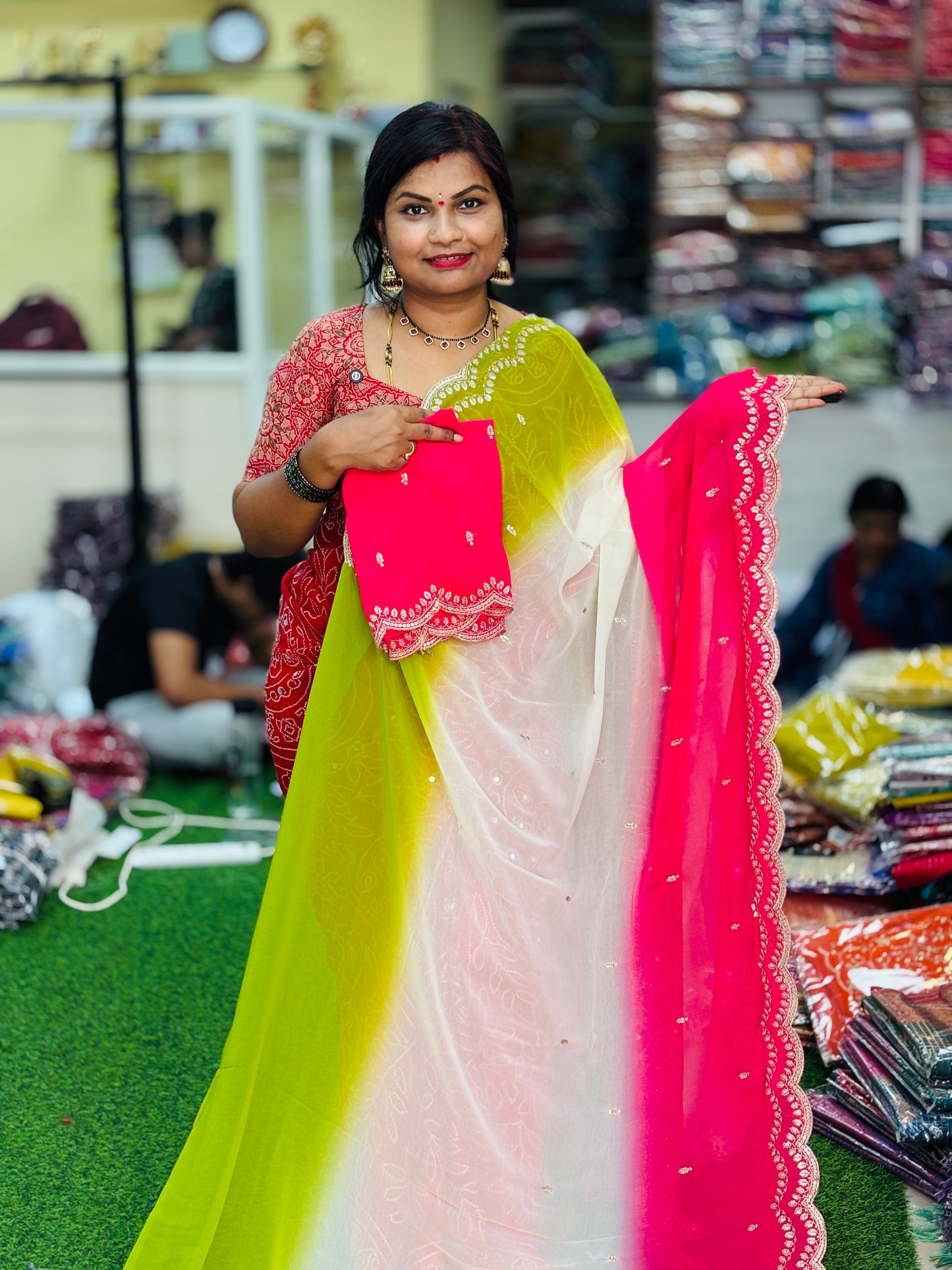 3D Rangoli Designer sarees