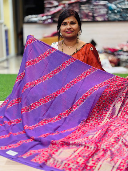 Chiffon Azrak foil print sarees