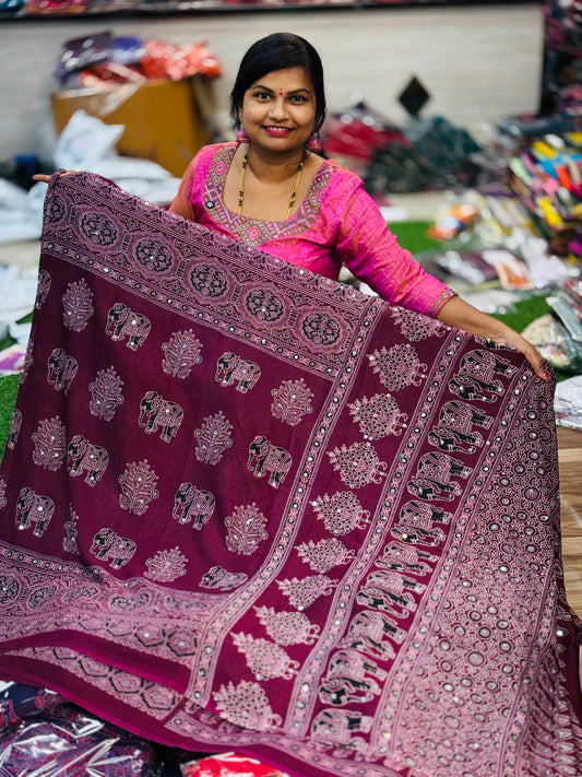 Azrak Elephants Sarees
