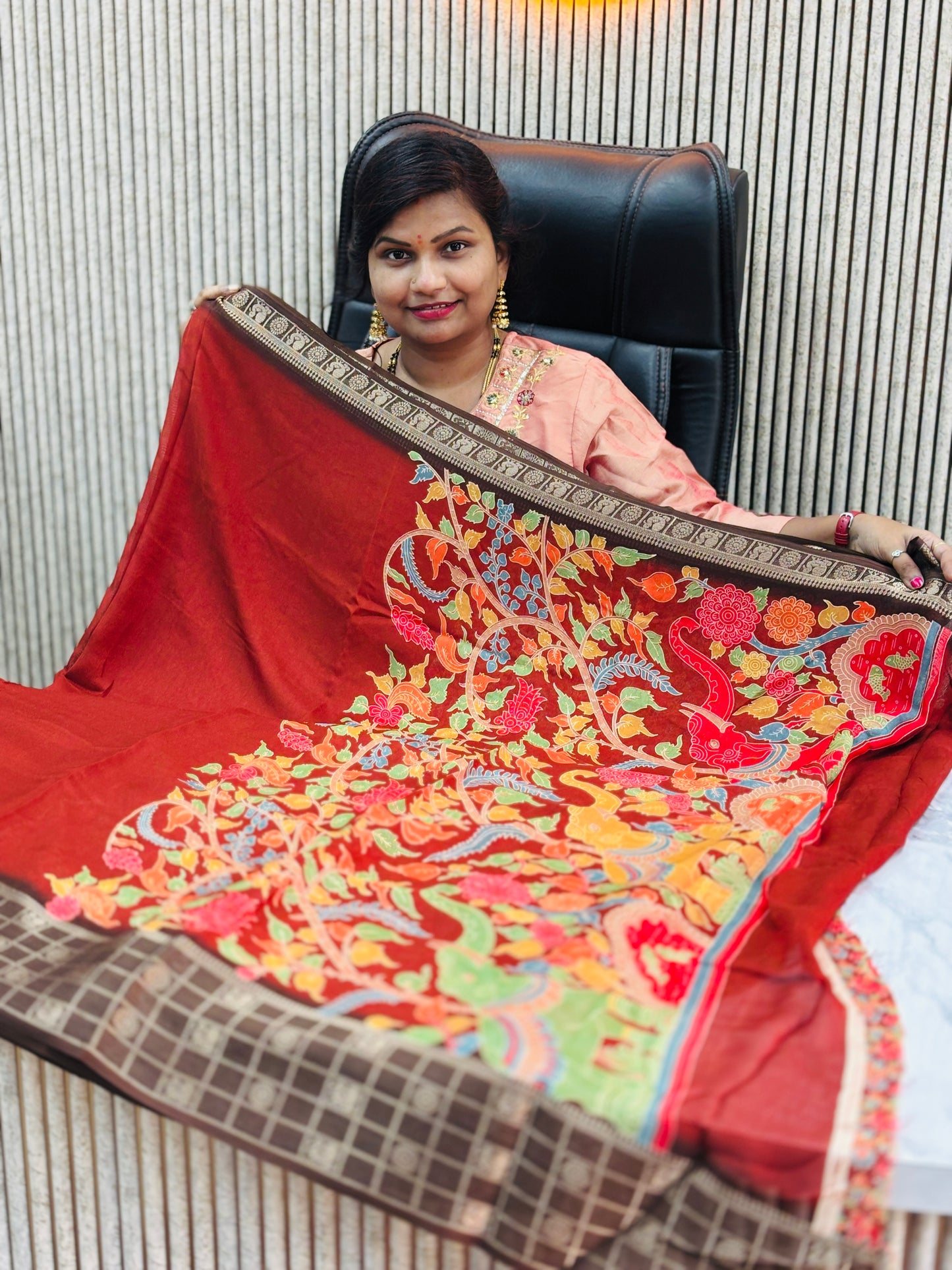 Mashmellow georgette warm borders saree