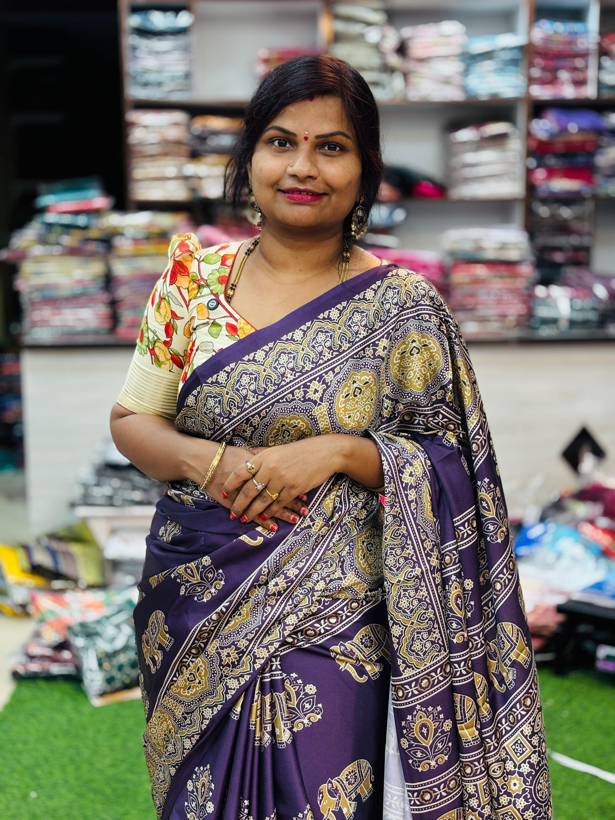 Azrak Satin Crepe Sarees
