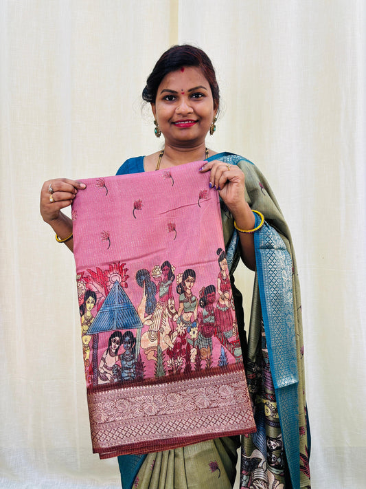 Dola Crepe Silk With Madhubani Prints