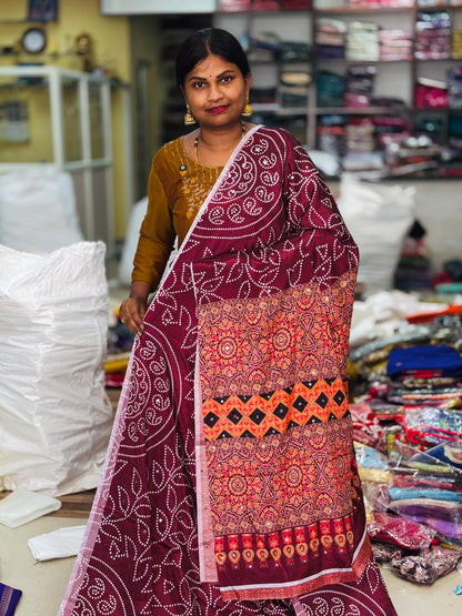 Azrak Satin Bandini Sarees