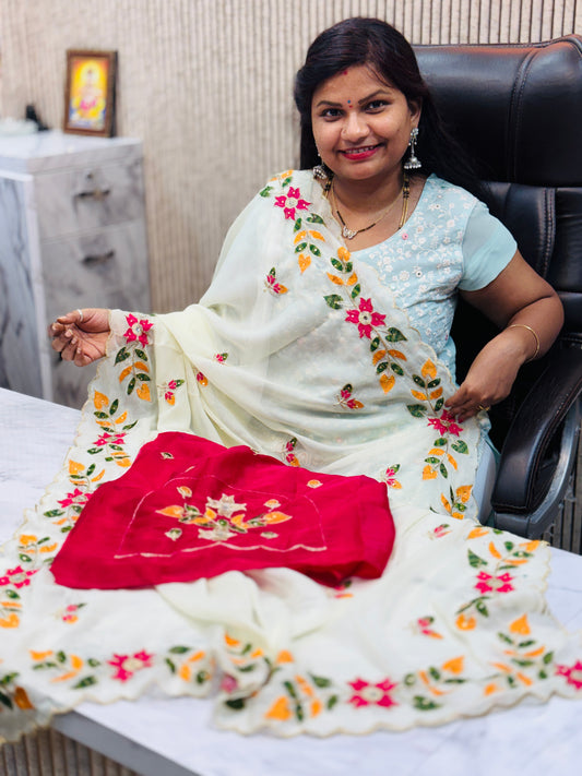 Space Embroidery Cutwork Sarees