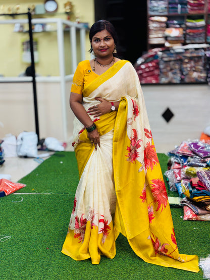 Mangalgiri Crepe Digital Saree