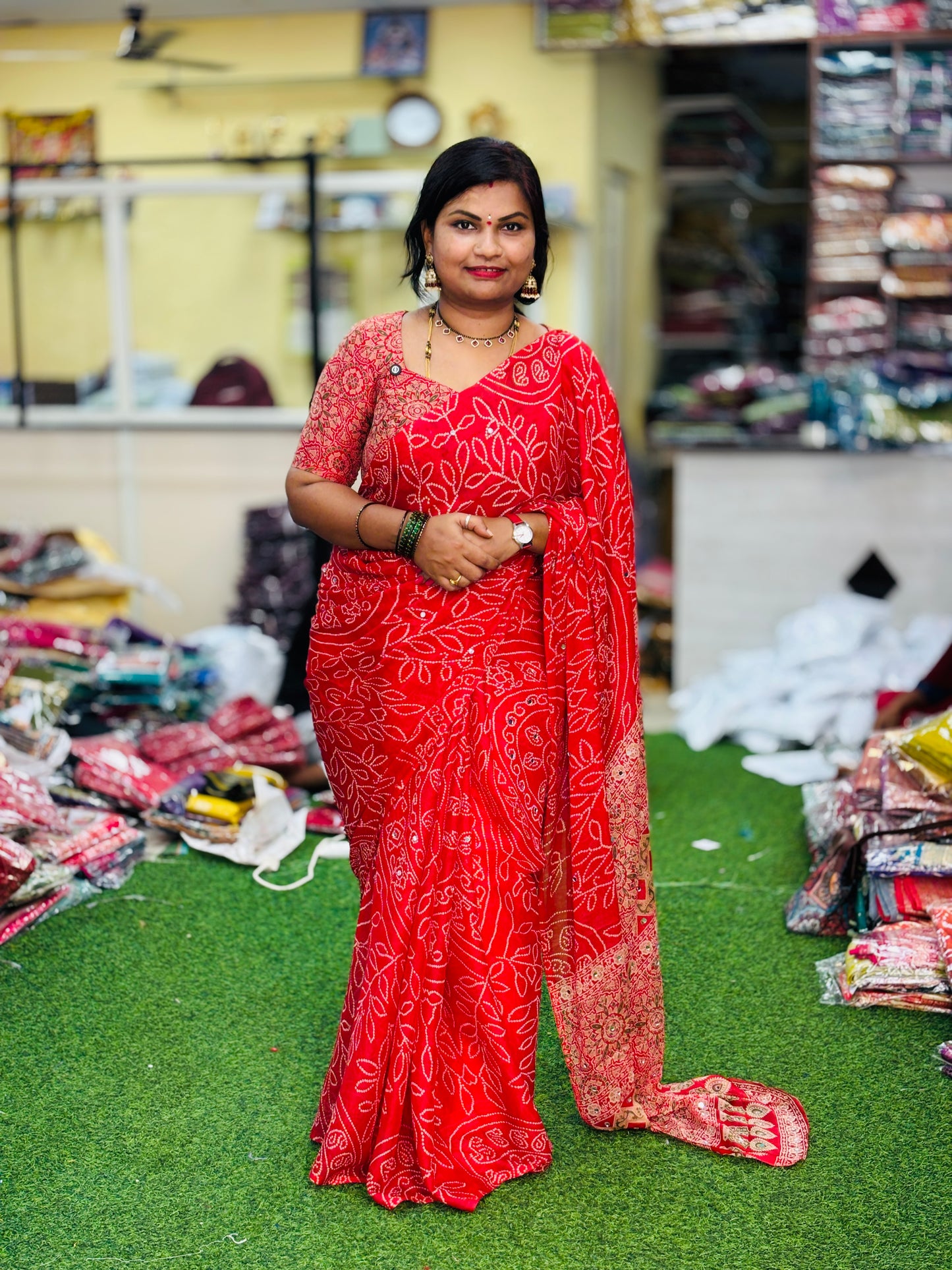 Azrak Chiffon Sarees Red