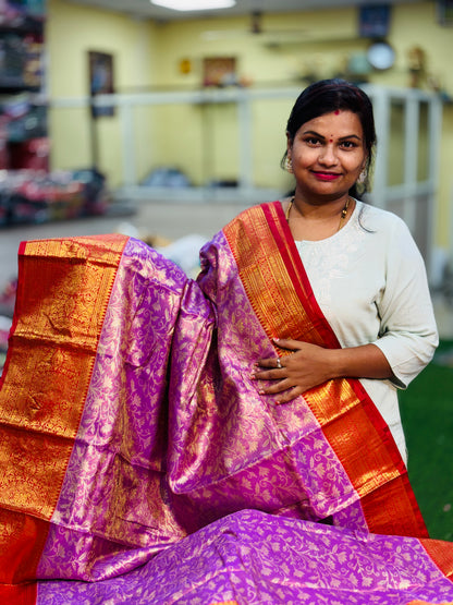 Lavendor Semi Kanchi Pattu Sarees