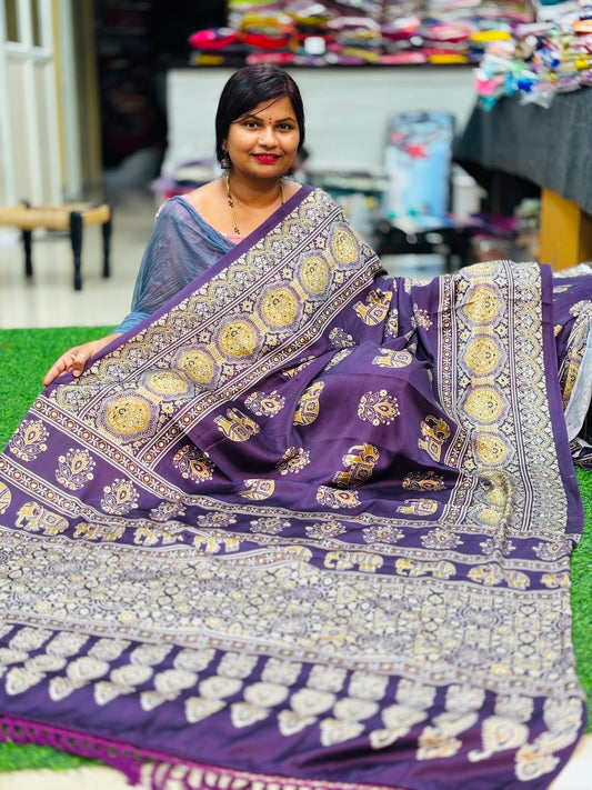 Azrak Satin Crepe Sarees