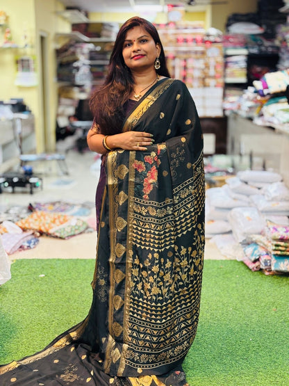 Crepe Silk Sarees ( unstitched )