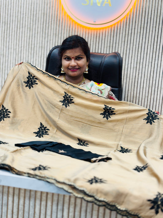 Rangoli georgette with floweral cutwork