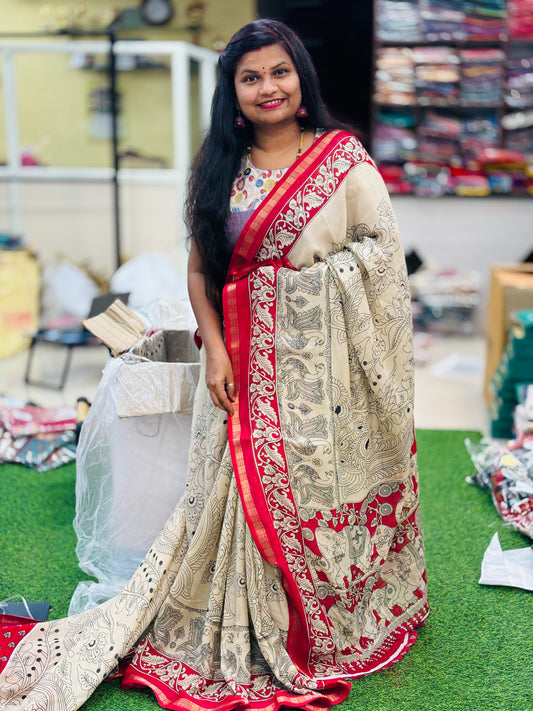 Kalamkari Mashmellow Saree