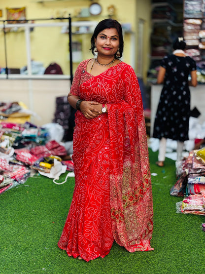 Azrak Chiffon Sarees Red