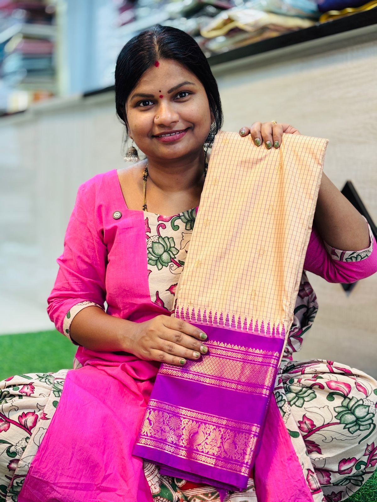 Checks Gadwal Saree