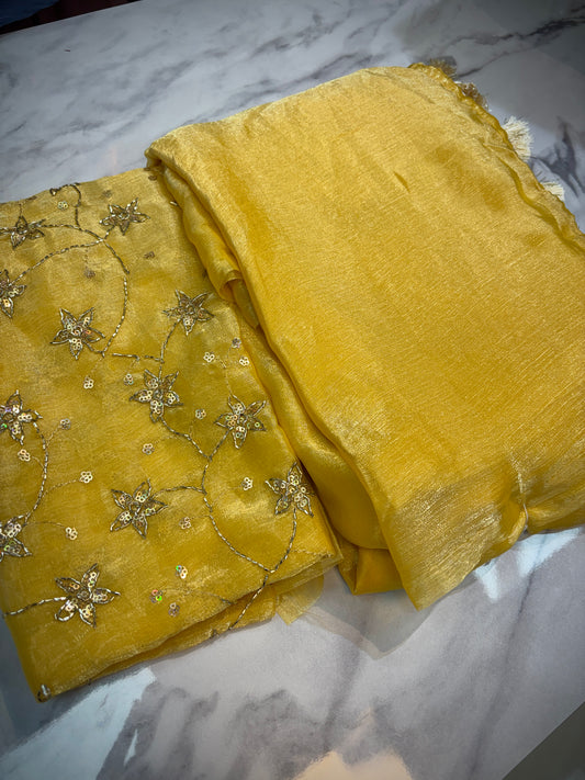 Plain Space Designer Sarees