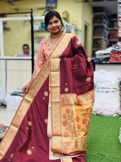 Tusser Sico Border Sarees