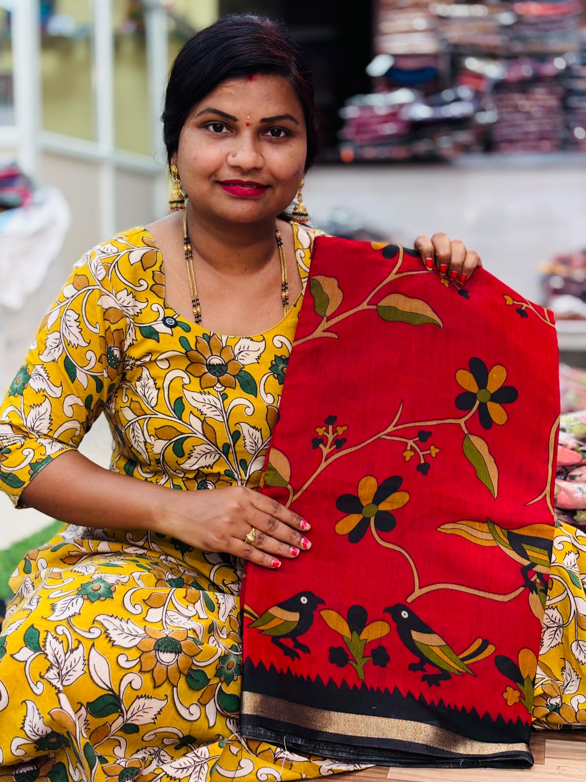 Mangalagiri Kalamkari Maheswari Pattu Saree