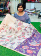 Lenin floweral sarees with contrast pallu