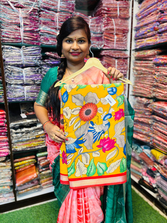 Pen Kalamkari Mangalagiri Sarees