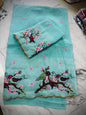 Space Cutwork peacock Embroidery Saree