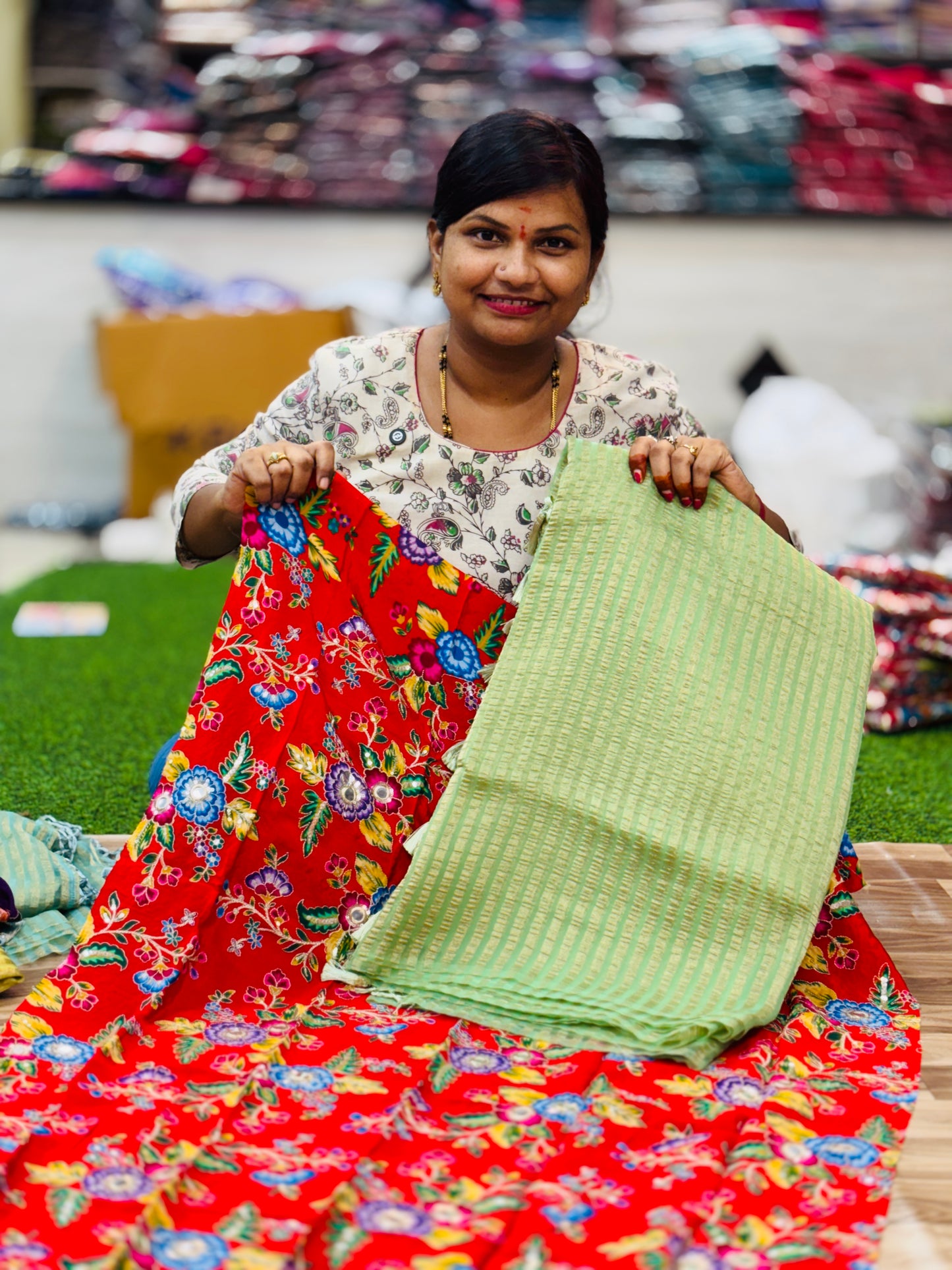 Position blouse Moonga saree