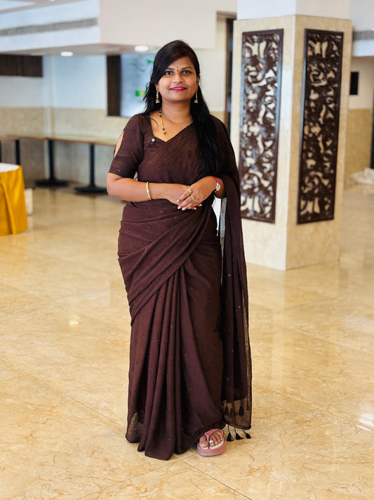Designer Rangoli Sarees Coffee Brown