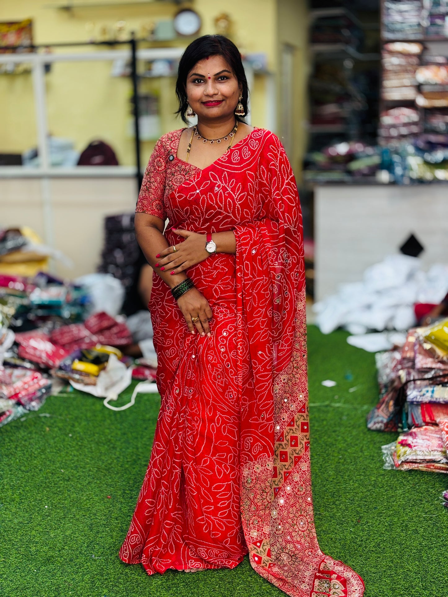 Azrak Chiffon Sarees Red
