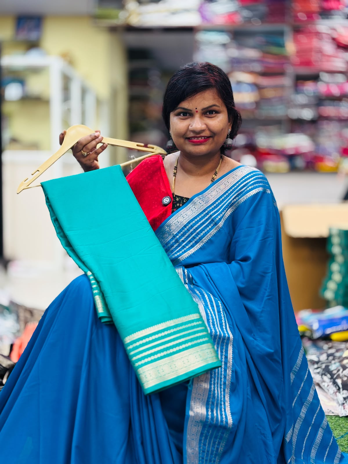 Semi Mysore crepe  Weaving designer borders
