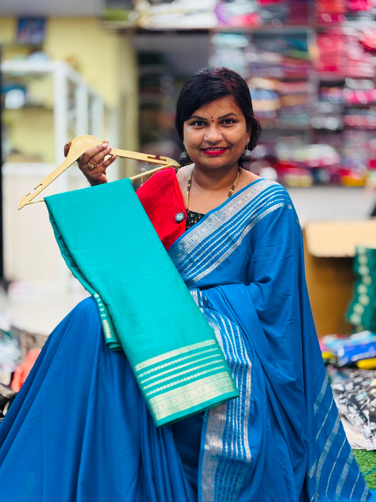 Semi Mysore crepe  Weaving designer borders