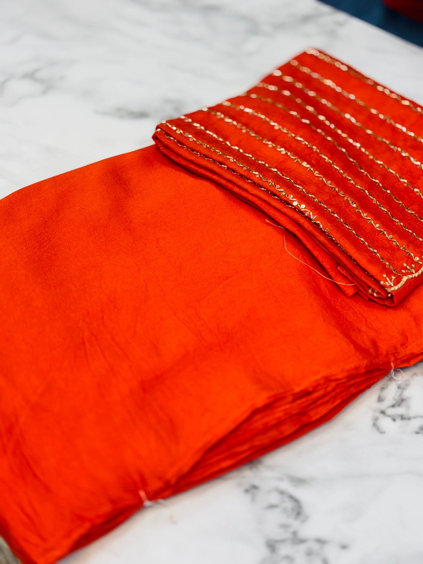 Plain Space Designer Sarees Orange