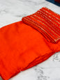 Plain Space Designer Sarees Orange