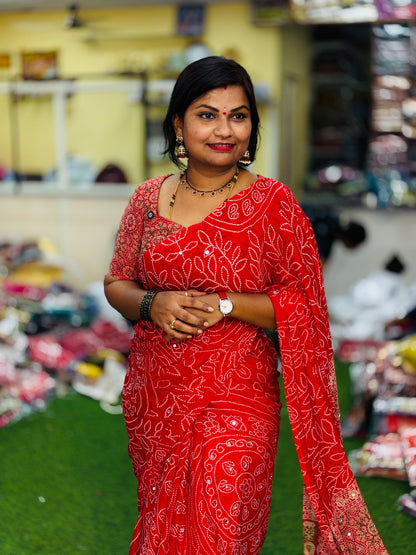 Azrak Chiffon Sarees Red