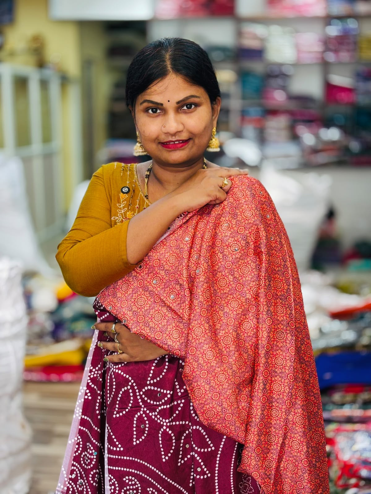 Azrak Satin Bandini Sarees