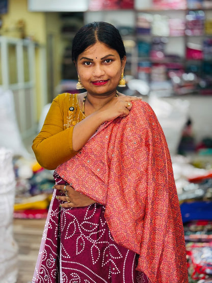 Azrak Satin Bandini Sarees
