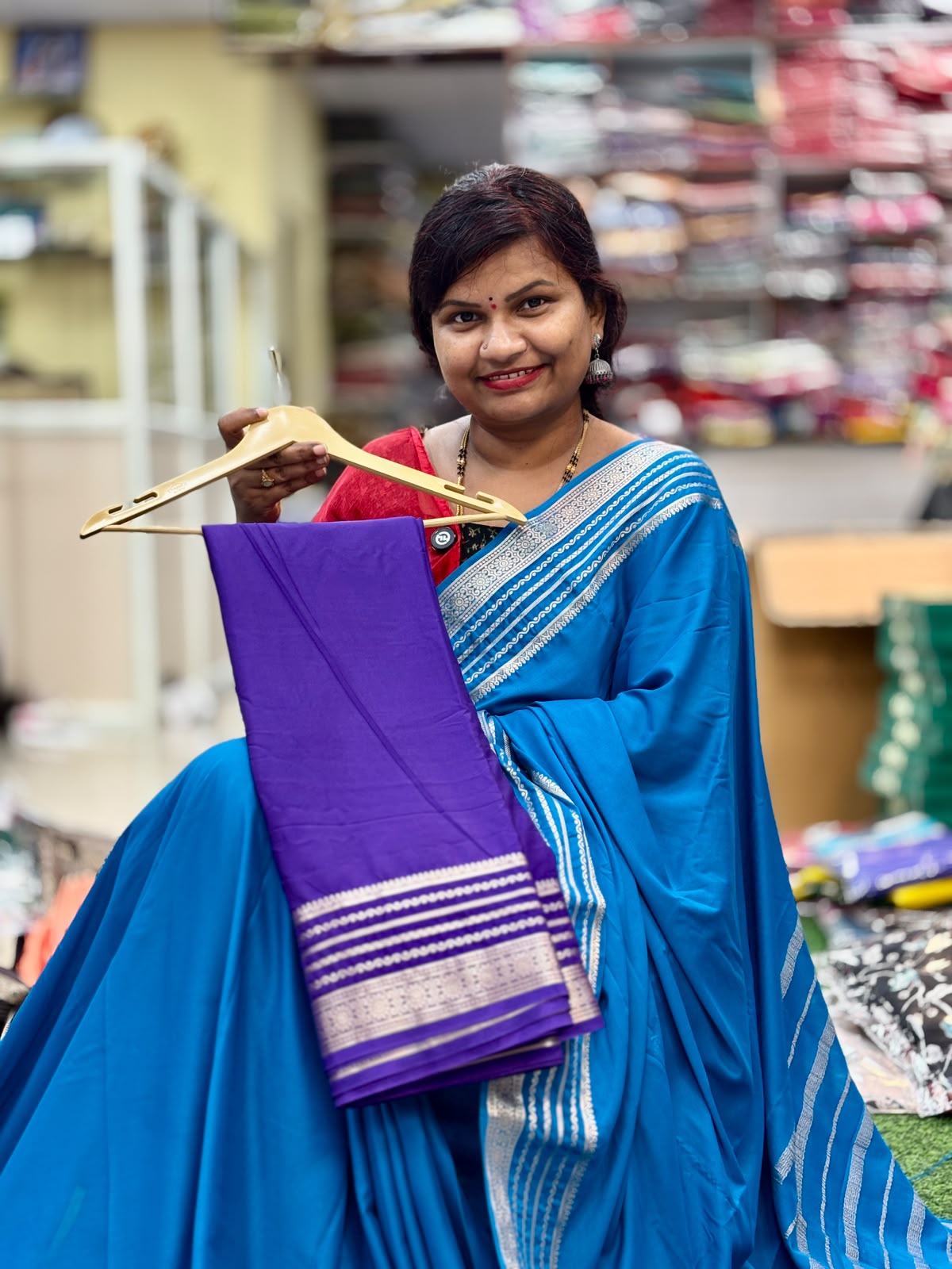 Semi Mysore crepe  Weaving designer borders