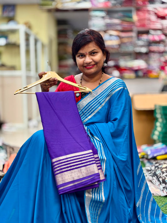 Semi Mysore crepe  Weaving designer borders