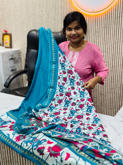 Pichwai Mashmellow Mangalagiri Sarees