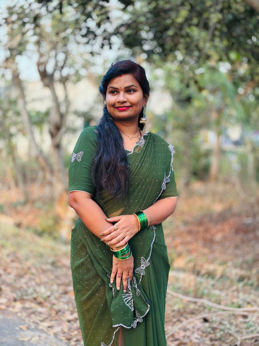 Butterfly space chiffons green