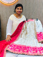 Half white spl lehangas  Banarasi weaving with contrast weavings and cutwork borders