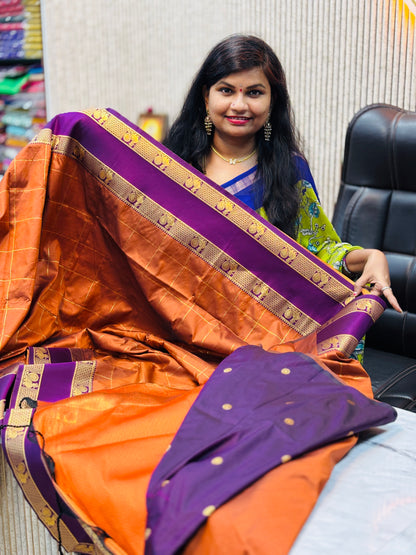 Rust Gadwal Pattu Saree