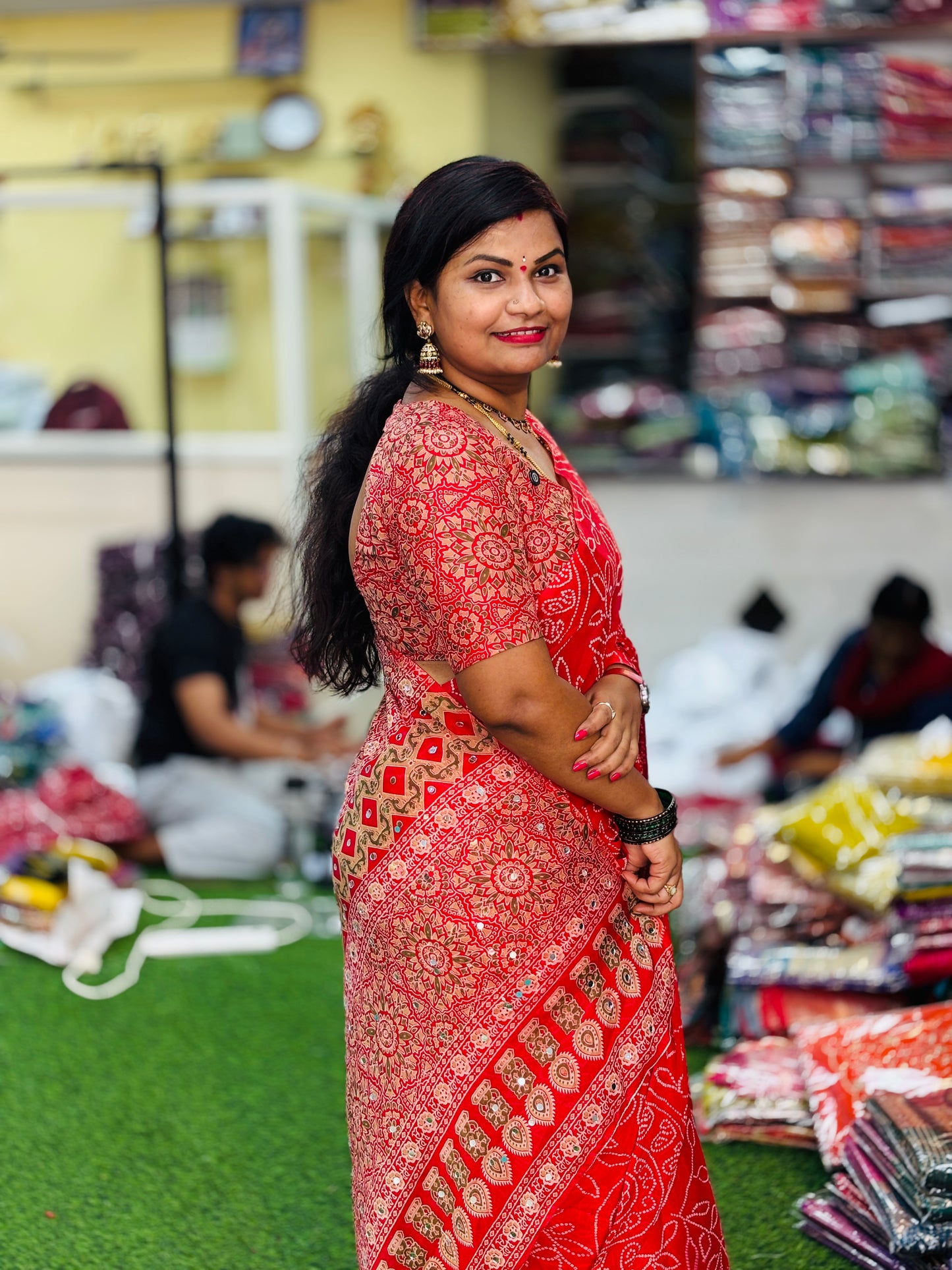 Azrak Chiffon Sarees Red