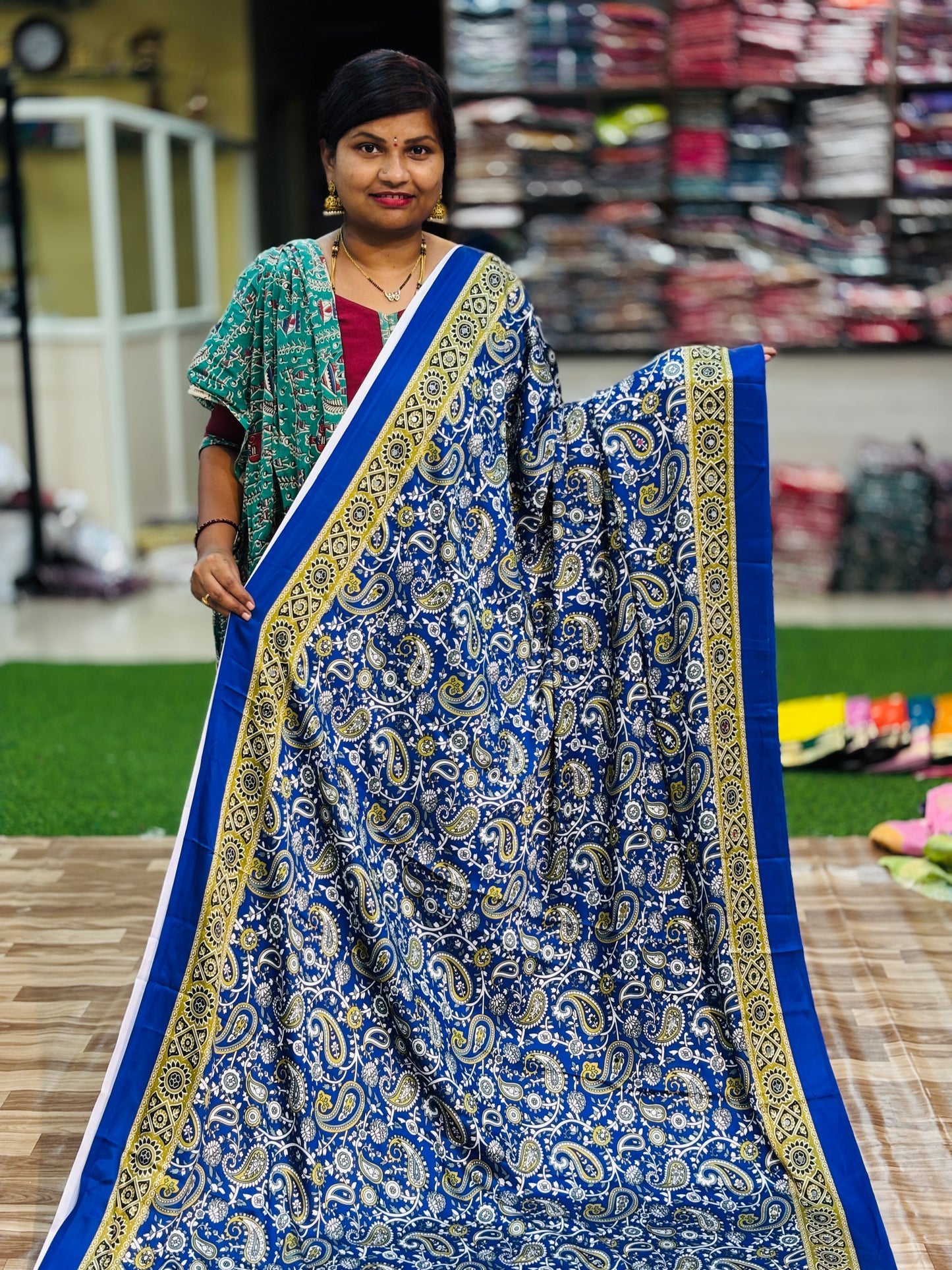 Pashmina  Azrak Model Silk Saree