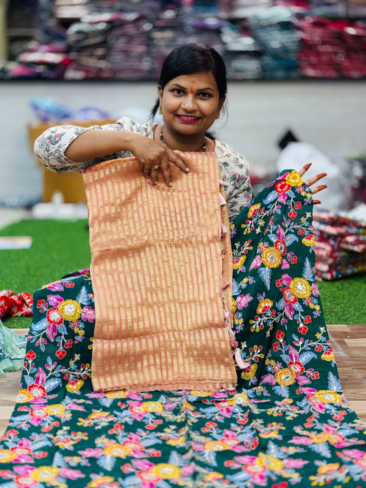 Position blouse Moonga saree