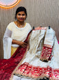 Half white spl lehangas  Banarasi weaving with contrast weavings and cutwork borders