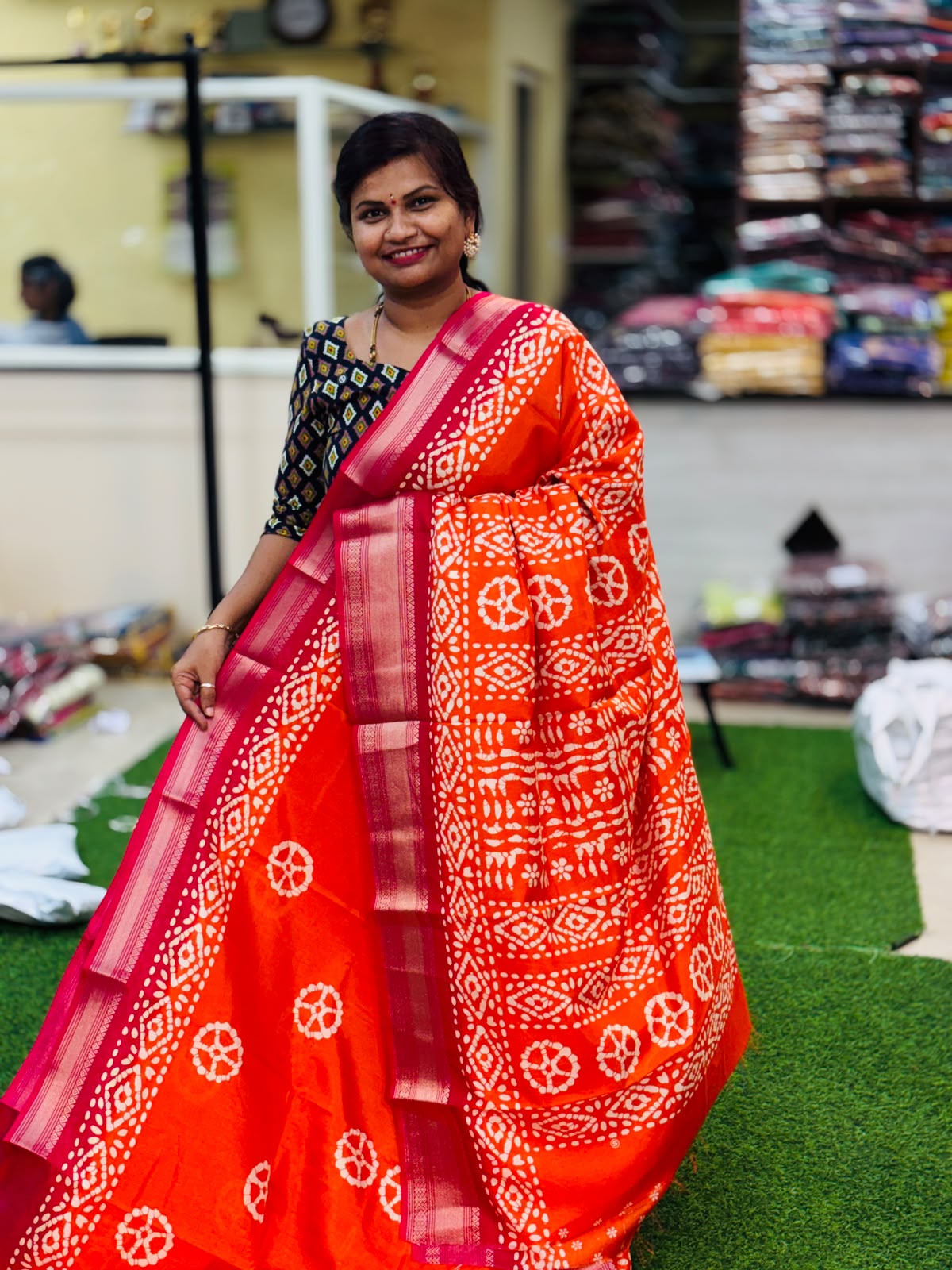 Premium Bagru Kanchi Silk Sarees
